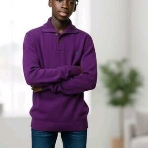 Vtg POLO Ralph Lauren Sweater Purple Jewel Tone Green Pony Dadcore Hot Dad Luxe